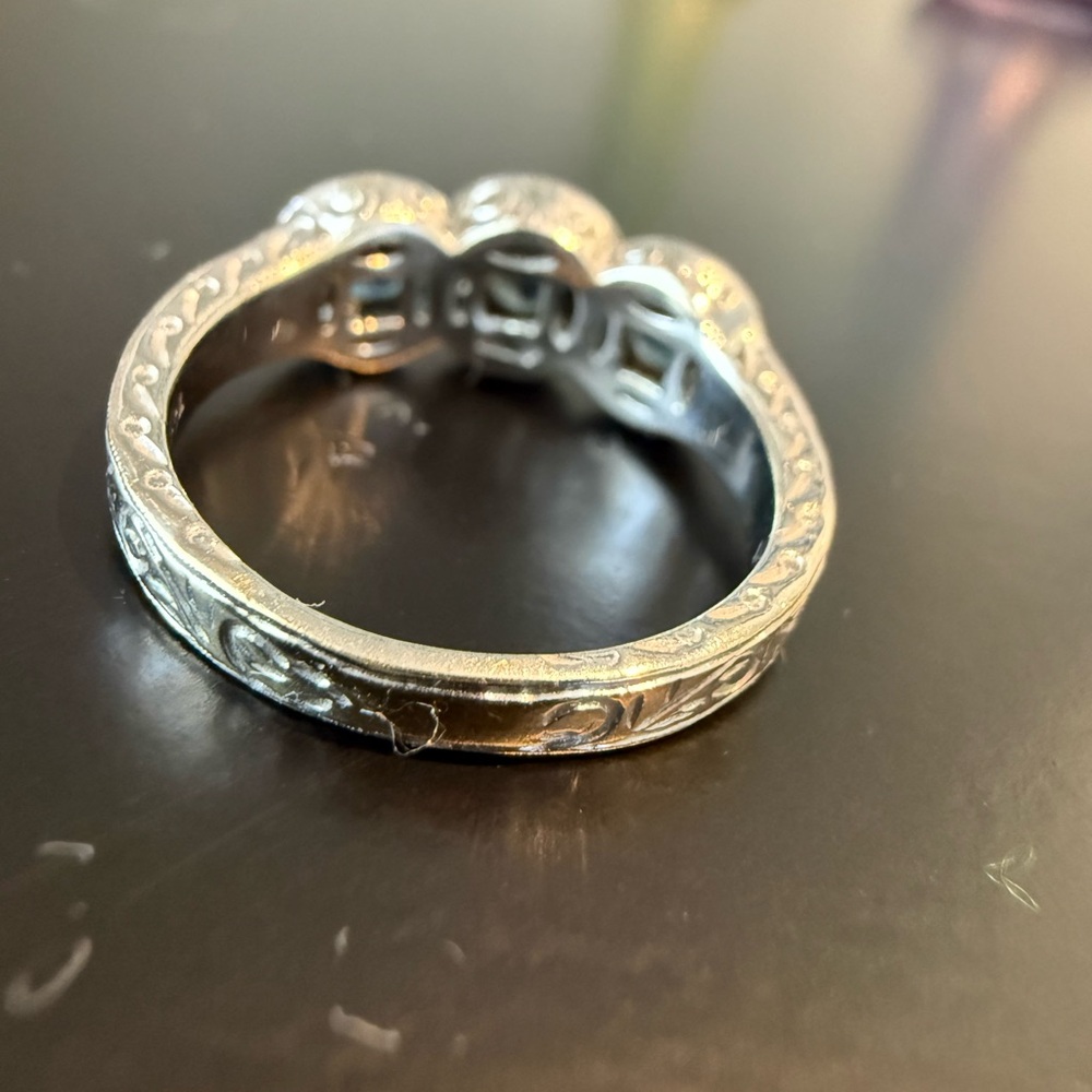 18k White Gold Mark Henry Sapphire Diamond Ring - Picture 12 of 13